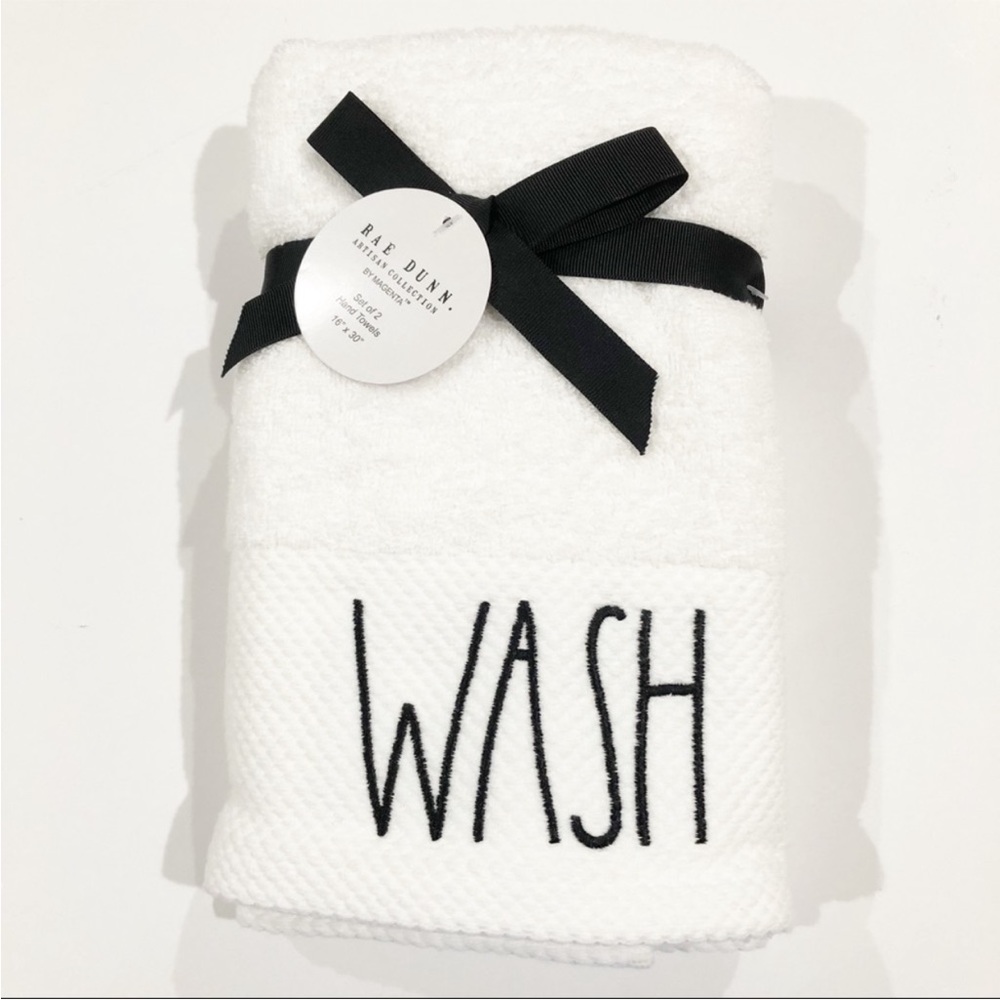 New Rae Dunn WASH set of 2 Hand Towels